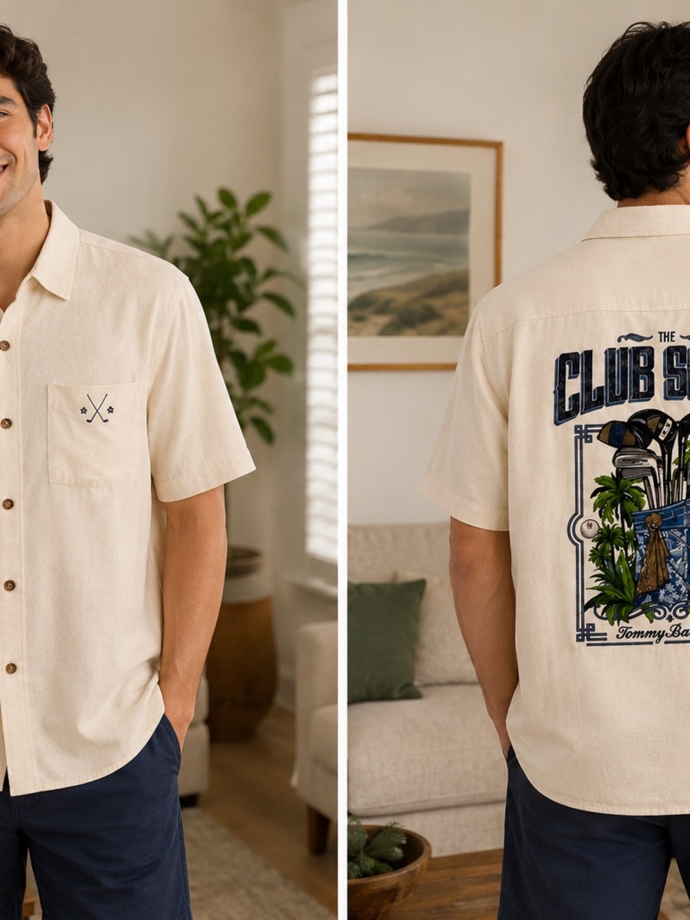 Tommy Bahama Club Scene Camp Shirt – Embroidered Golf Pocket Button-Up
